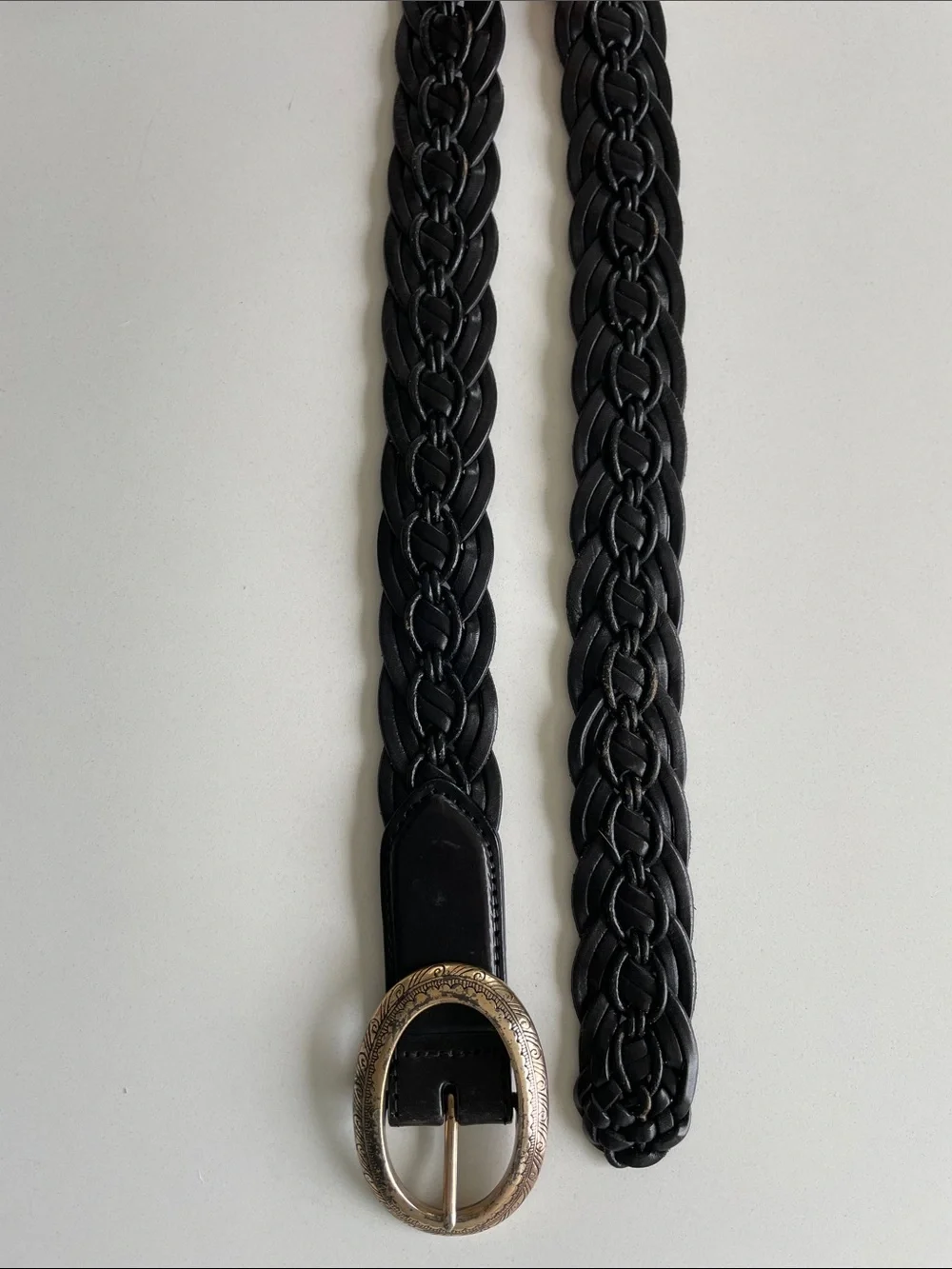 Vintage Brighton Black Braided Leather Belt Style 95703 Medium Western Boho